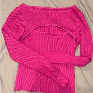 Amazon Women's Off-the-Shoulder Cutout Sweater - Hot Pink